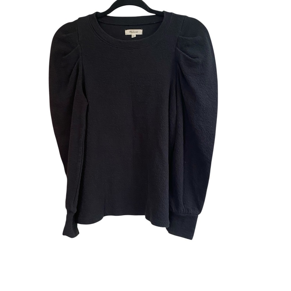 Madewell Dark Brown Puff Sleeve Blouse - Picture 2 of 4